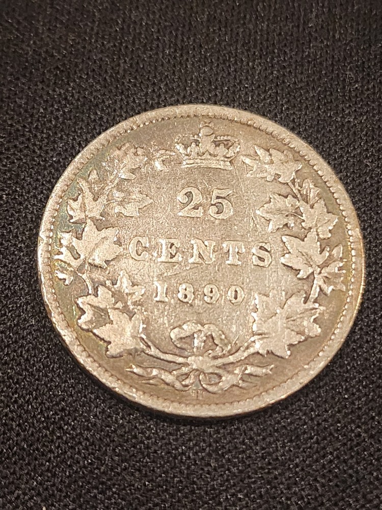 1890H Canada 25 Cents Silver Coin