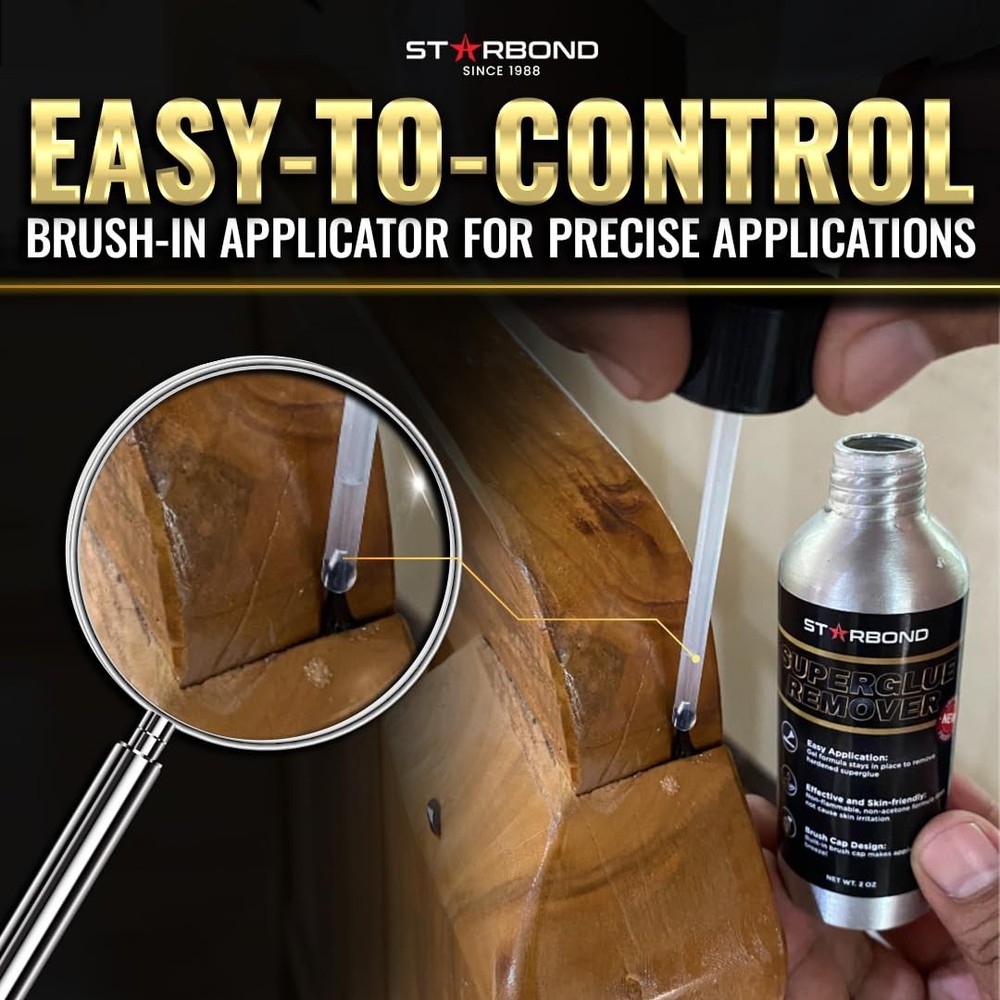 Super Glue Remover for CA Glue, Adhesive Dissolver, 2 oz Brush Cap