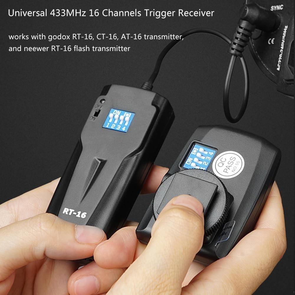 RTR-16 Flash Trigger Receiver - 433MHz, 16 Channels for Studio Strobe Lighting