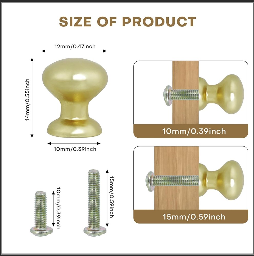 6pcs Small Drawer Knobs Gold Vanity Knob Round Mini Door Knobs for Jewelry Box 0