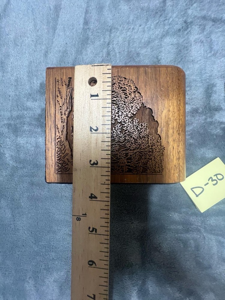 Lasercraft - Vintage Pair Of Solid Walnut Bookends Laser-Engraved Tree Scene