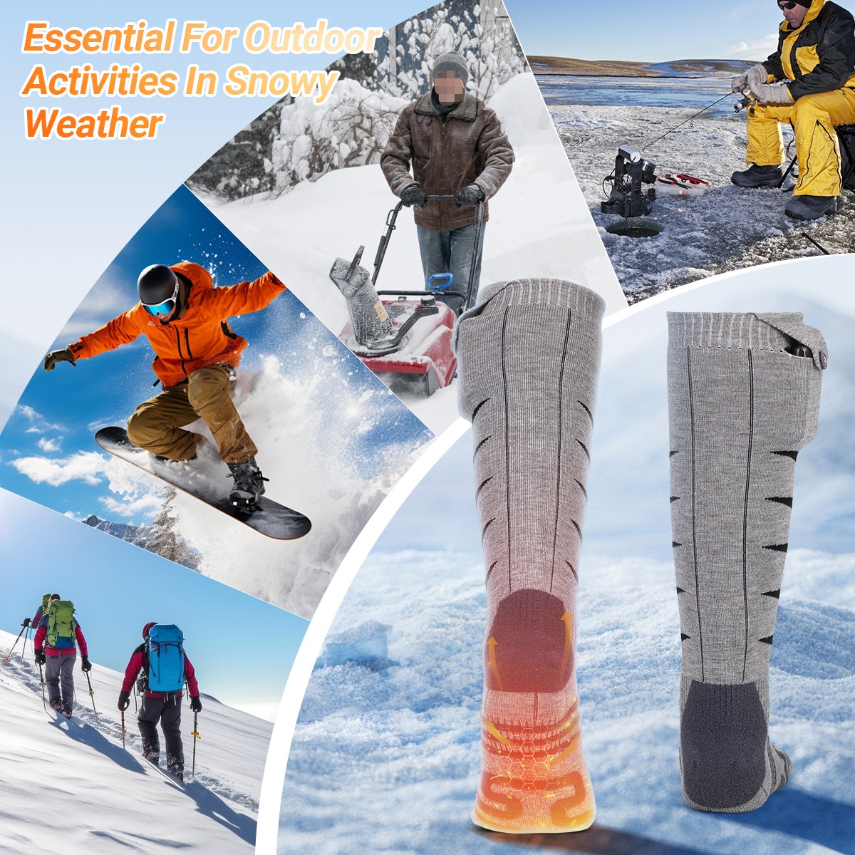 Rechargeable Electric 5000mAh Battery Heated Socks Men Women Winter Foot Warmer