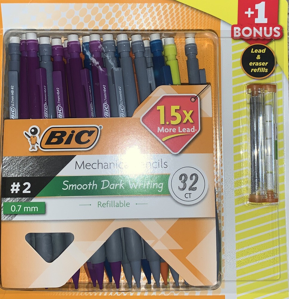 BIC #2 0.7mm Medium Mechanical Pencils Soft Grip Xtra Comfort, 32 Value Pack +