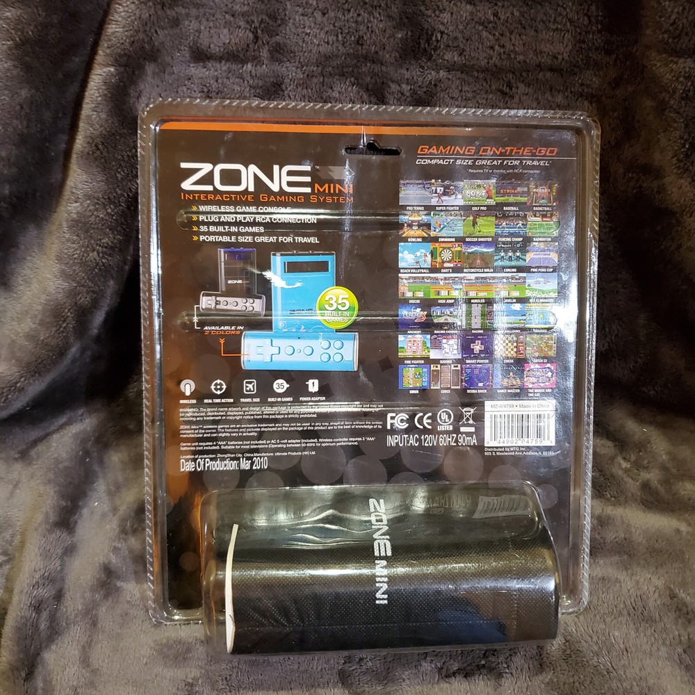 ZONE Mini INTERACTIVE Black/Blue GAMING SYSTEM 35 BUILT-IN GAMES WIRELESS Sealed