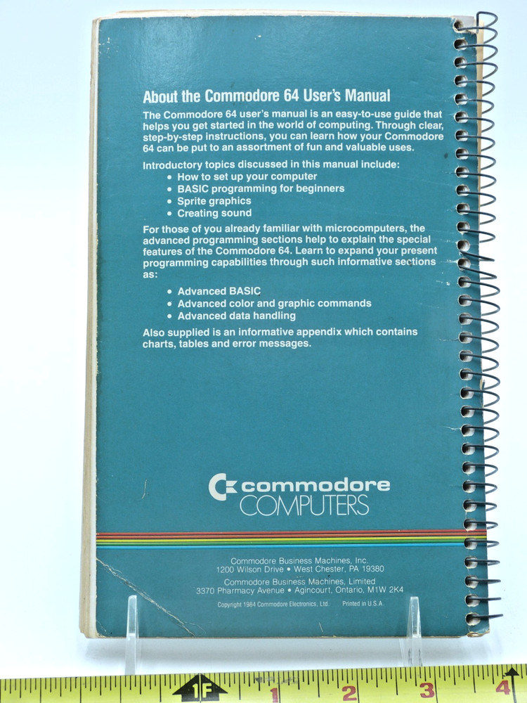 Commodore C64 Users Manual - Spiralbound Book 1984 Vintage