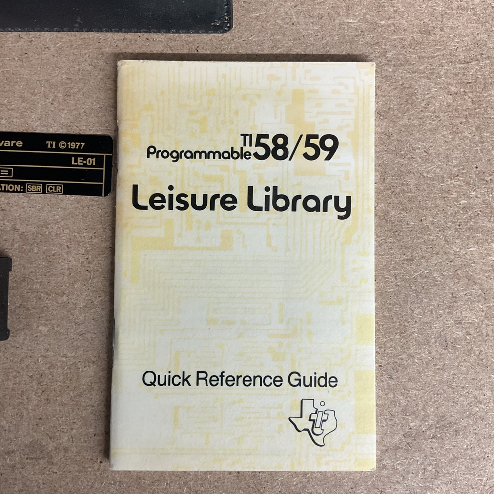 Solid State Software Programmable TI 58/59 Leisure Library Quick Reference Guide