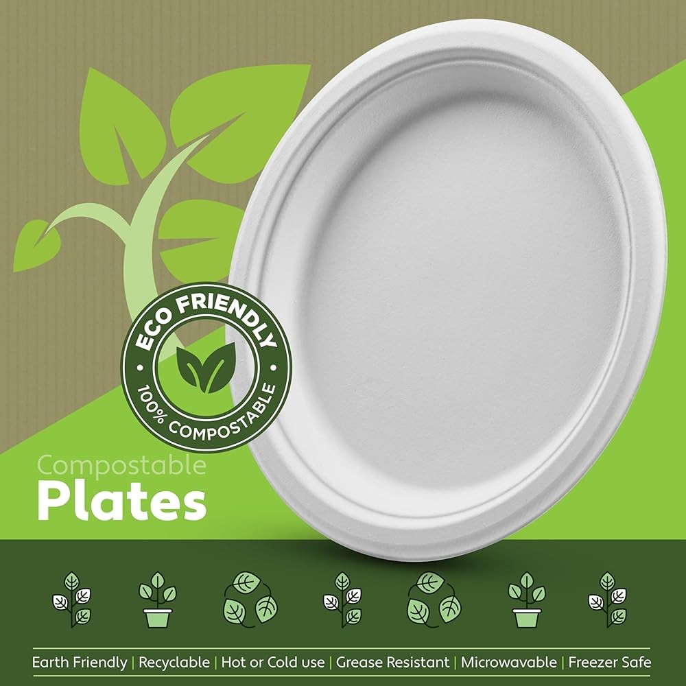 postable Paper Plates Heavy Duty - Biodegradable Disposable Plates