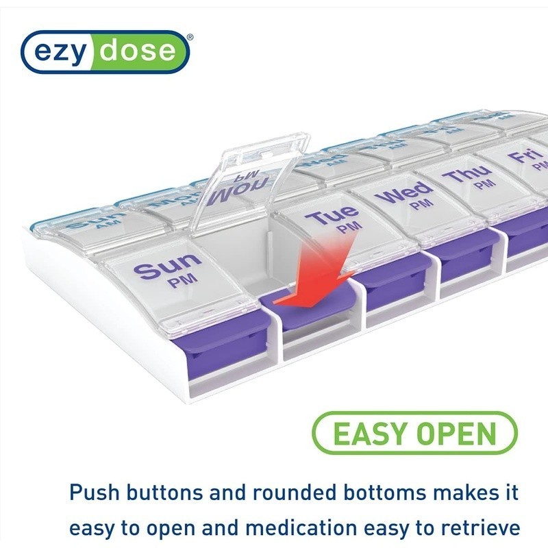 Easy Open Pill Organizer Arthritis Friendly Durable Storage Medication Planner