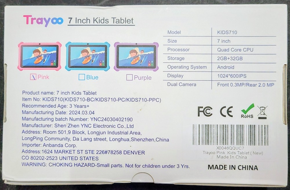 Trayoo Kids Tablet Pink - NEW