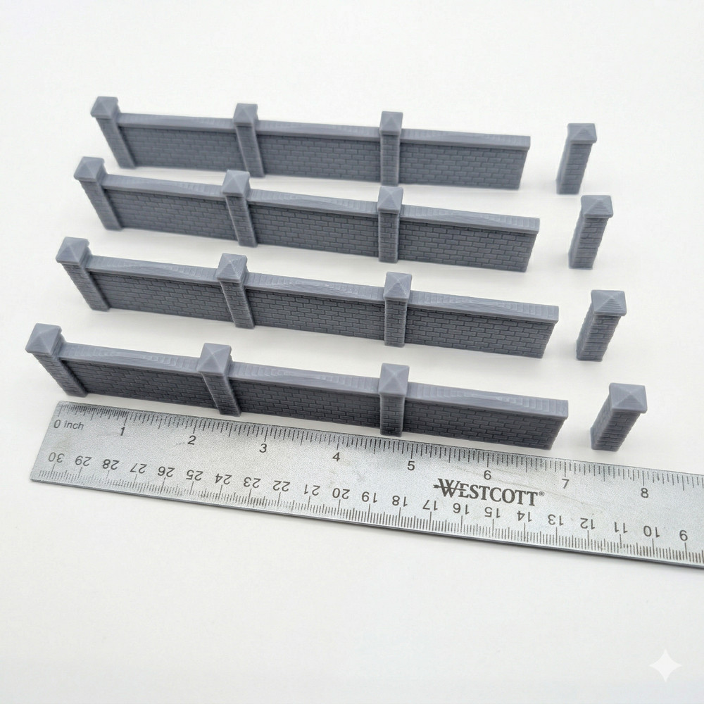 O Scale Brick Wall Fence