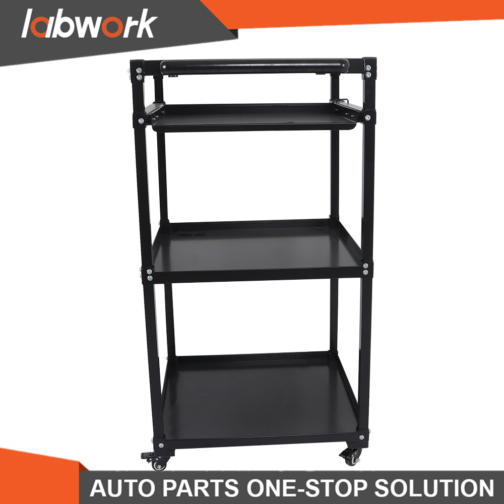 Labwork 3-Shelf Mobile Workstation Cart AV Cart Aluminum Shelf Office Desk