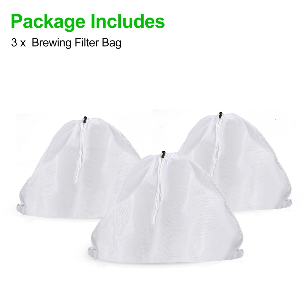 3x Drawstring Straining Brew Bag Extra Large Fine Mesh for Fruit Grape Wine Beer