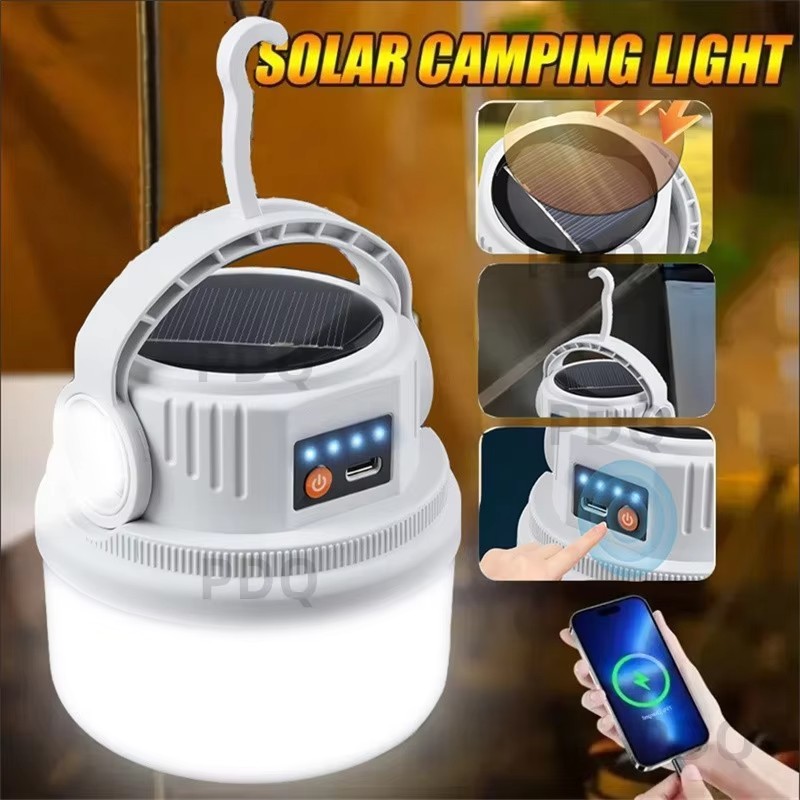Solar Camping Light LED Outdoor Lantern Waterproof USB Type-C Rechargeable Tent