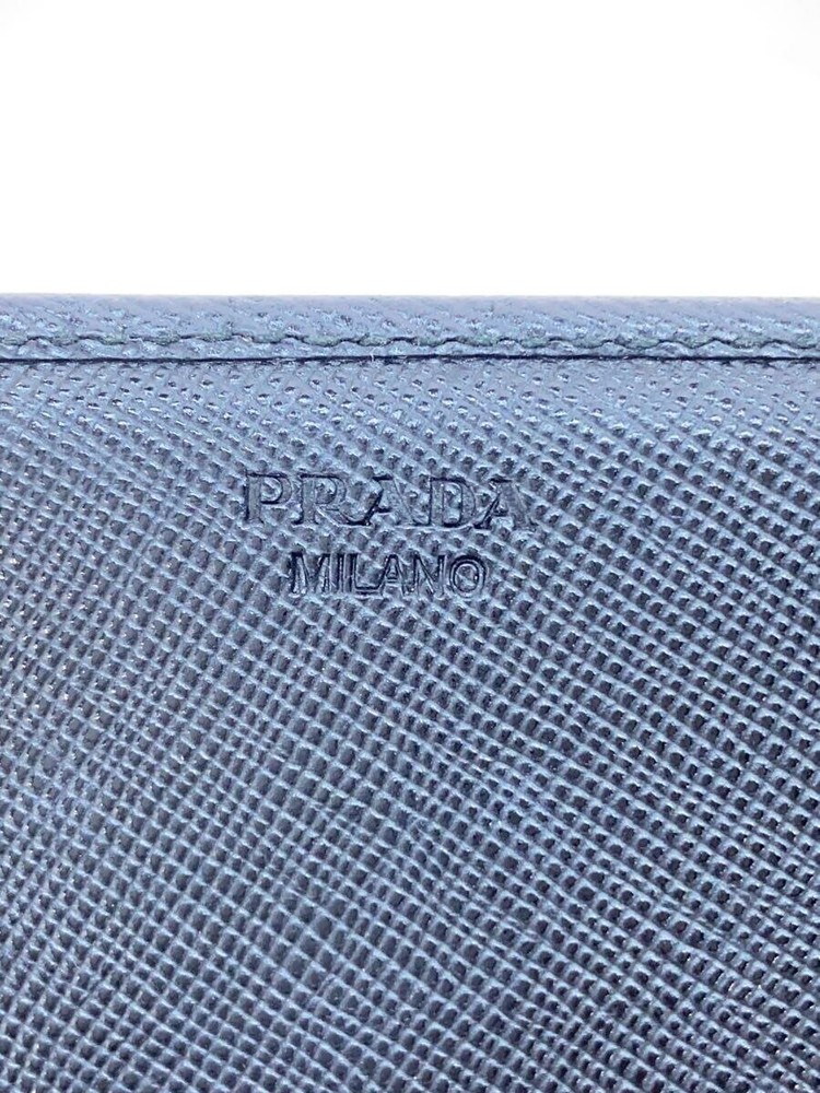 PRADA Long Wallet Leather Black Plain Women's 1M113