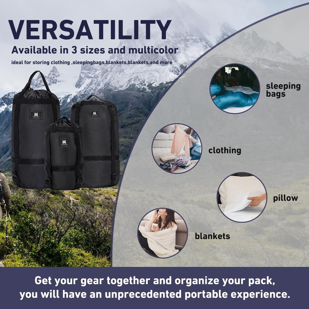 Compression Sack,8L/24L/45L Compression Stuff Sack,Water Resistant Sleeping B...