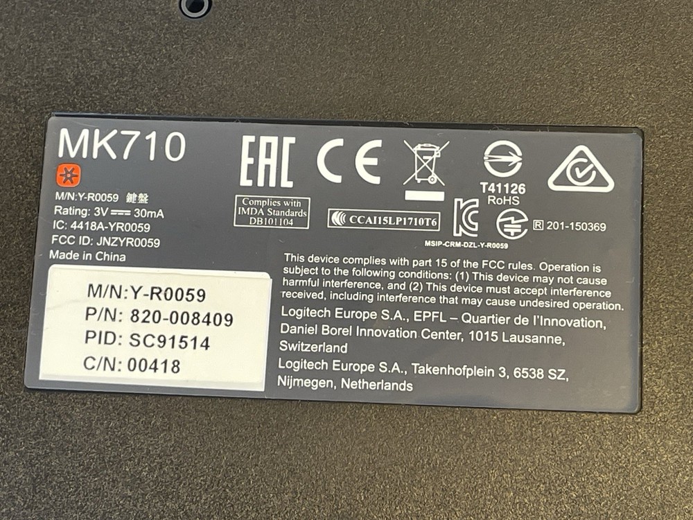 Logitech Performance MK710 Wireless Keyboard & Dongle Computer Comfort No Mouse