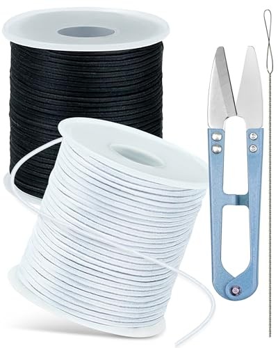 2 Rolls Elastic Bracelet String Total 330 1MM Black White