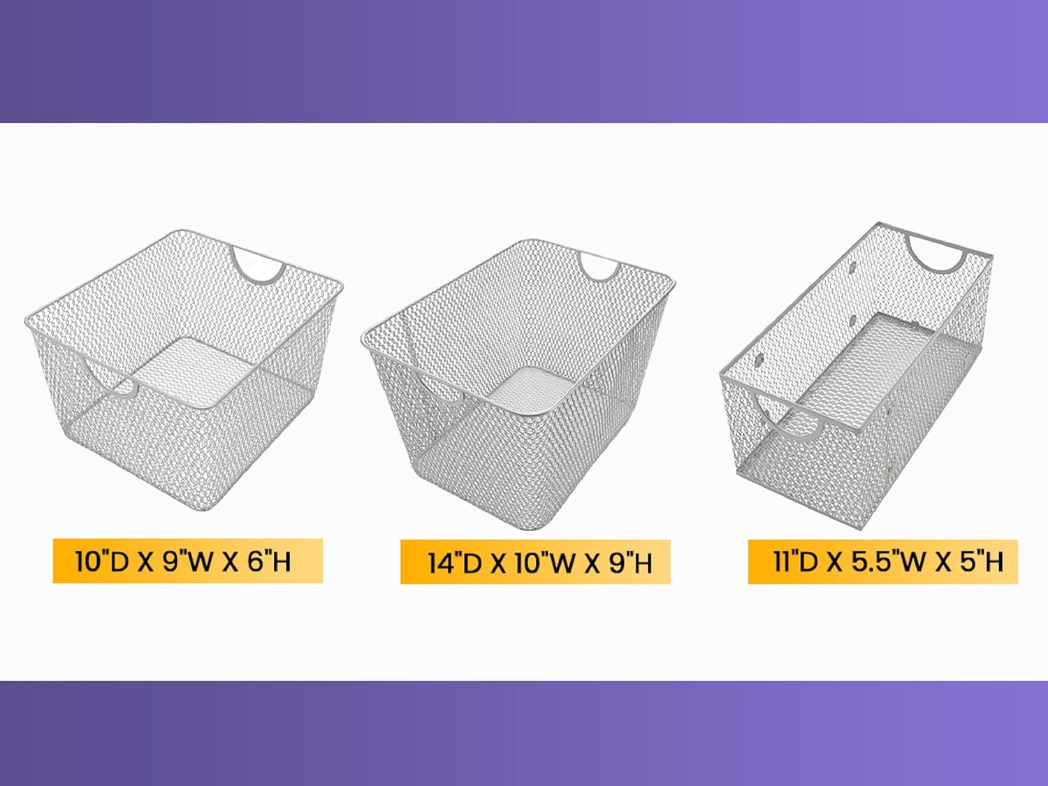 Silver Large Metal Wire Mesh Stacking Bin for Kitchen & Pantry Storage