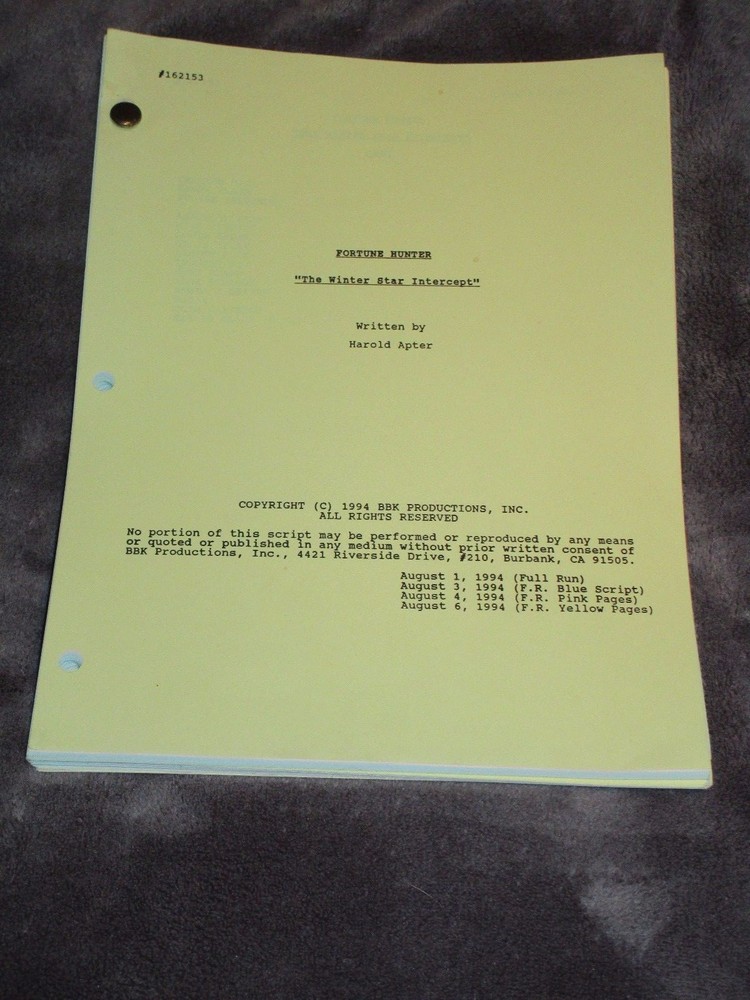 Fortune Hunter "The Winter Star Intercept" Script