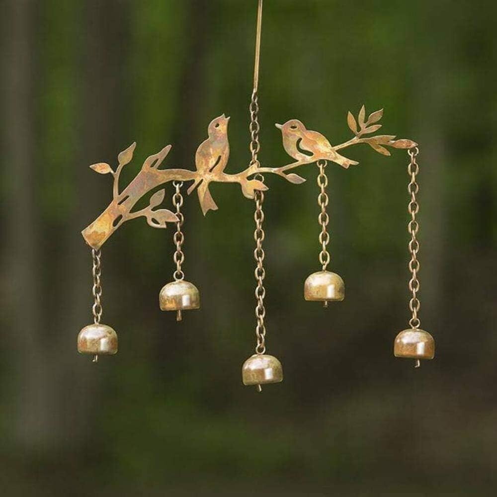 Ancient Graffiti Birds W/Bells Wind Chime, Multi