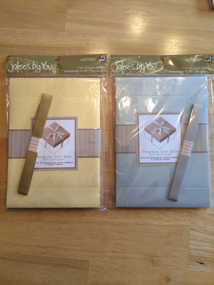 Jolee's Gift Boxes & Tags w/ Satin Ribbon and Tissue - 14 Boxes - Diff Sizes