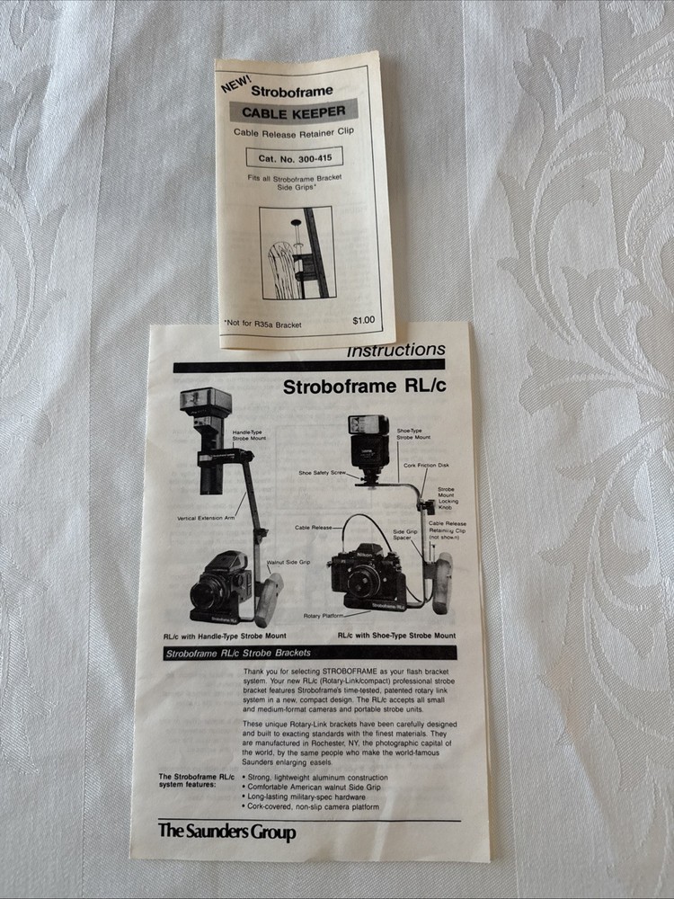 STROBOFRAME RL/C Camera Flash Bracket Designed For 35mm & 645 Cameras