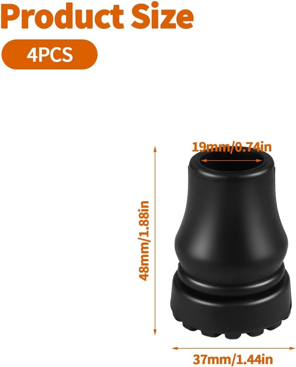 4Pcs Cane Tips 3/4 Inch Heavy Duty Rubber Cane Tips Anti Slip TPR Replacement...