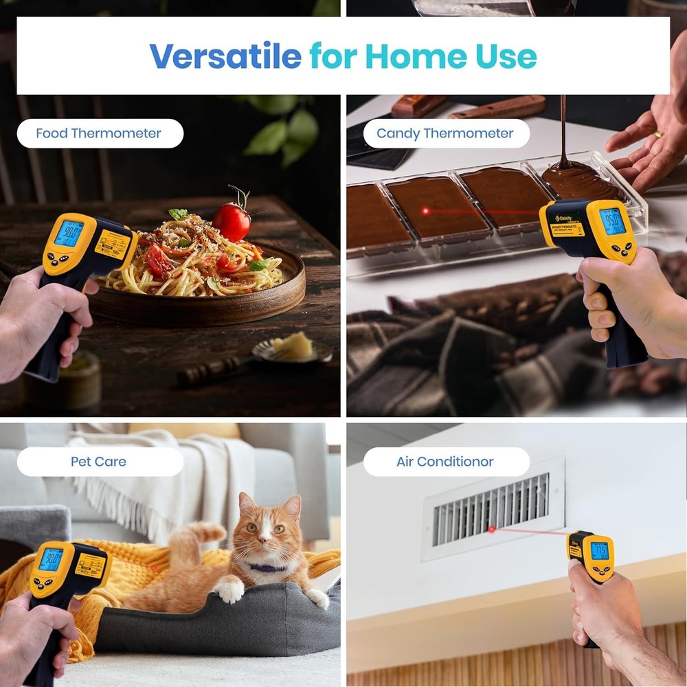 Fast-Reading Infrared Thermometer with Backlit Display - Adjustable Emissivity