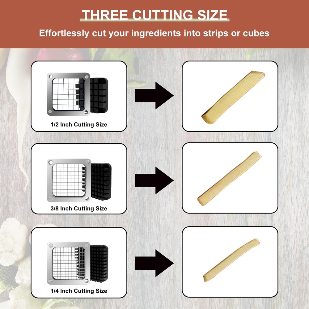 KELEYU 2Pcs 1/4" & 3/8" Commercial Vegetable Chopper Replacement Blades