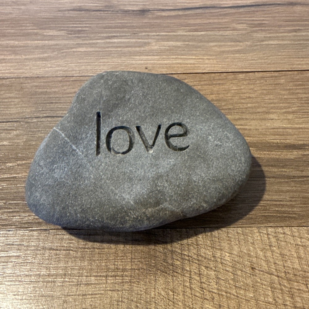 Inspirational Word Stone Rock 3” Love Deep Etch Rustic