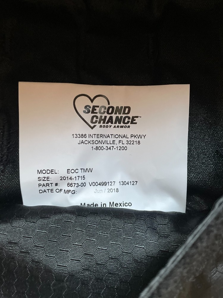 Second Chance EOC Small 2014-1715 Black Outer Plate Rack Carrier Moll FirstSpear