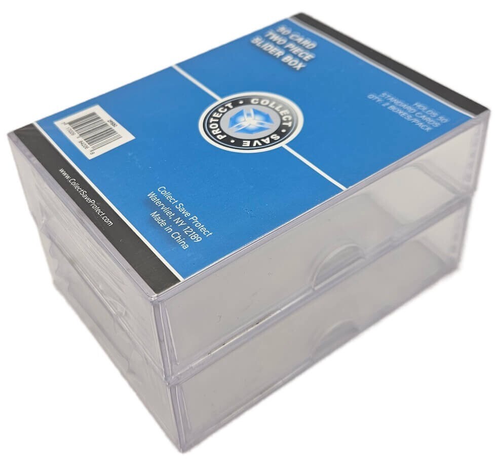 (2-Pack) CSP 2-Piece Slider Card Storage Box (50 Card Size) Stackable Plastic