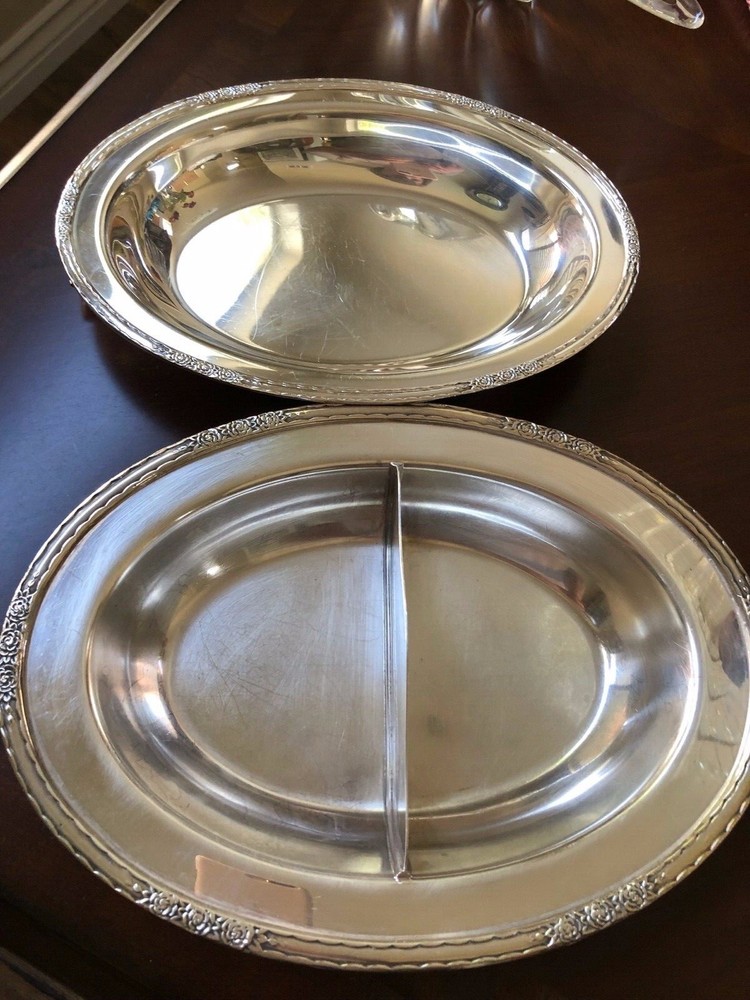 VTG Amille International Silver Co Silver plate Divided Covered Bowl dish
