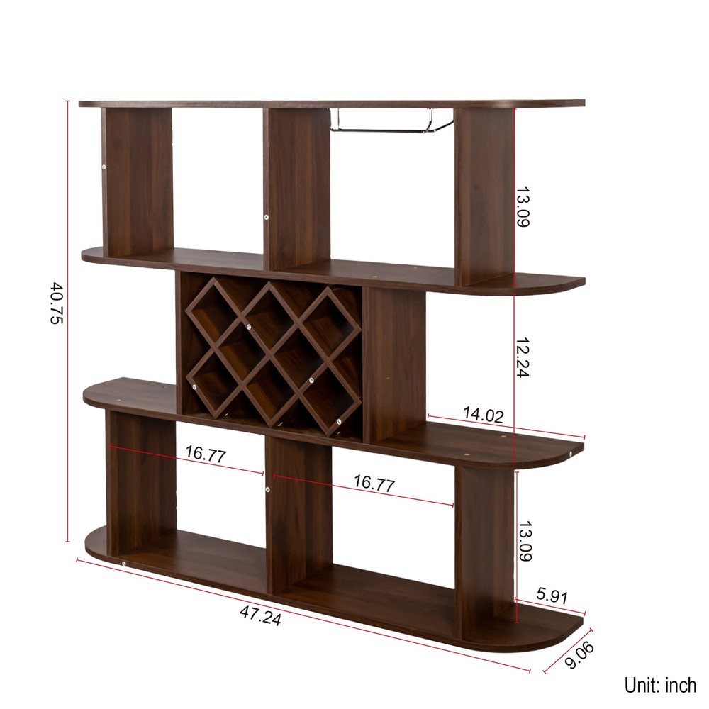 Large Wall Mounted 3Tier Rustic Bottle Wine Rack Storage Rack for Home Bar Decor