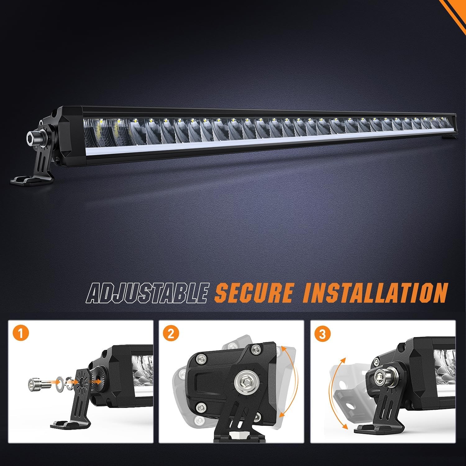 Nilight 50.5 Inch LED Light Bar with Amber DRL 210 W Single Row Flood Spot Combo