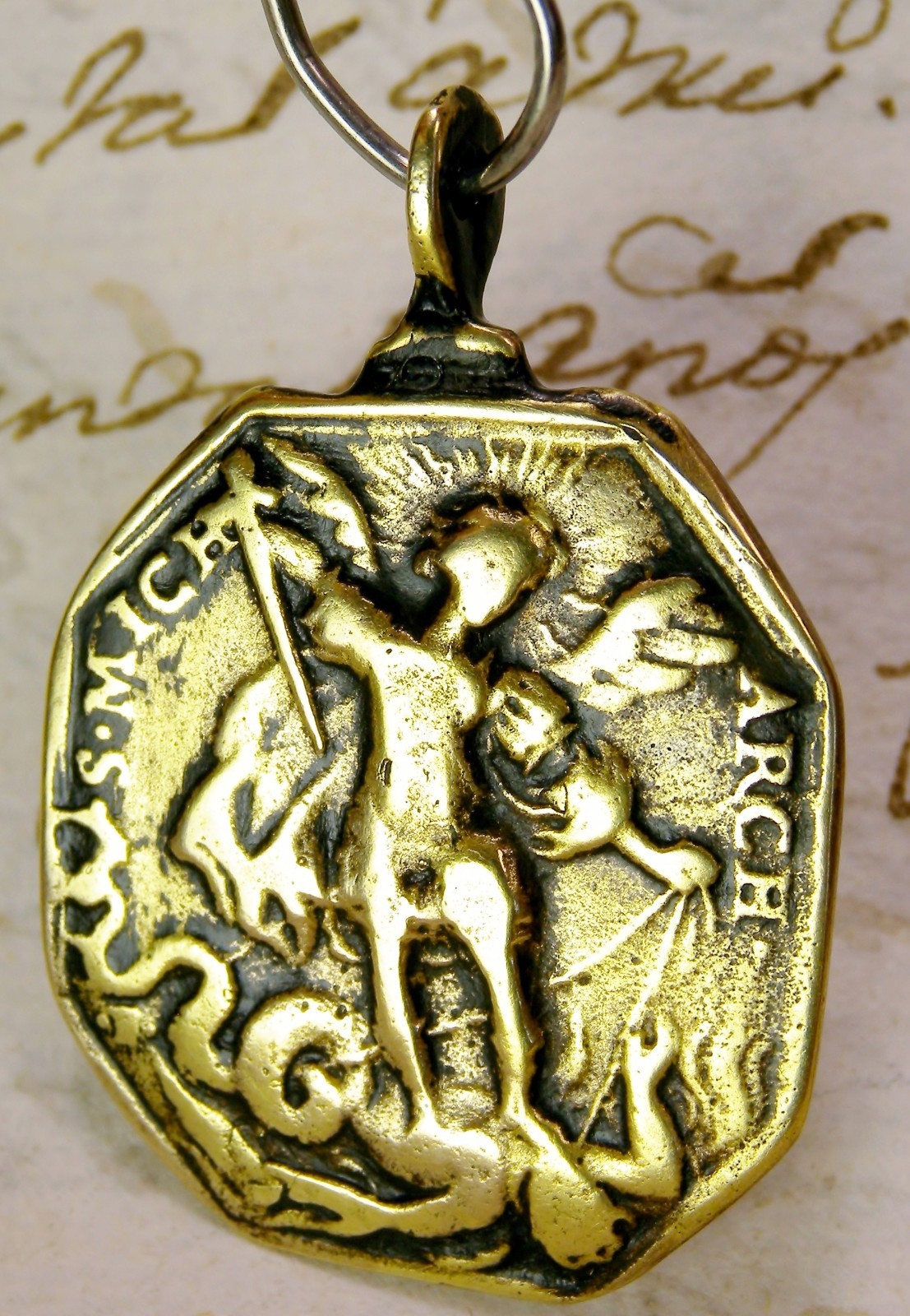 ANTIQUE 17TH CENTURY ST. MICHAEL MOTHER MARY BABY JESUS LORETO PILGRIMAGE MEDAL