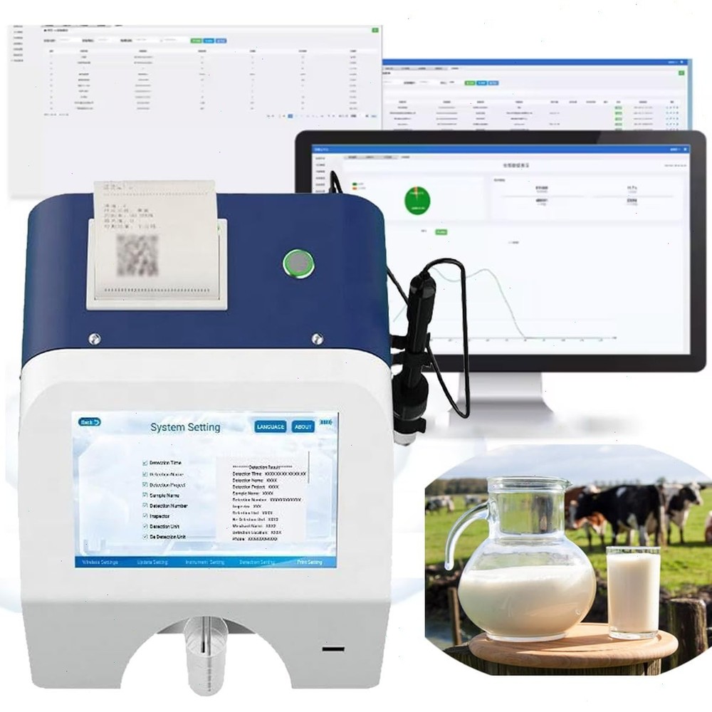Milk Tester Machine with Thermal Printer 11 Item Single Pump Touch Screen