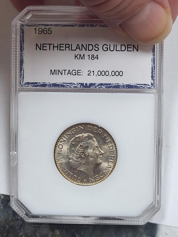 1965 Netherlands SILVER Gulden FLASHY UNCIRCULATED!!