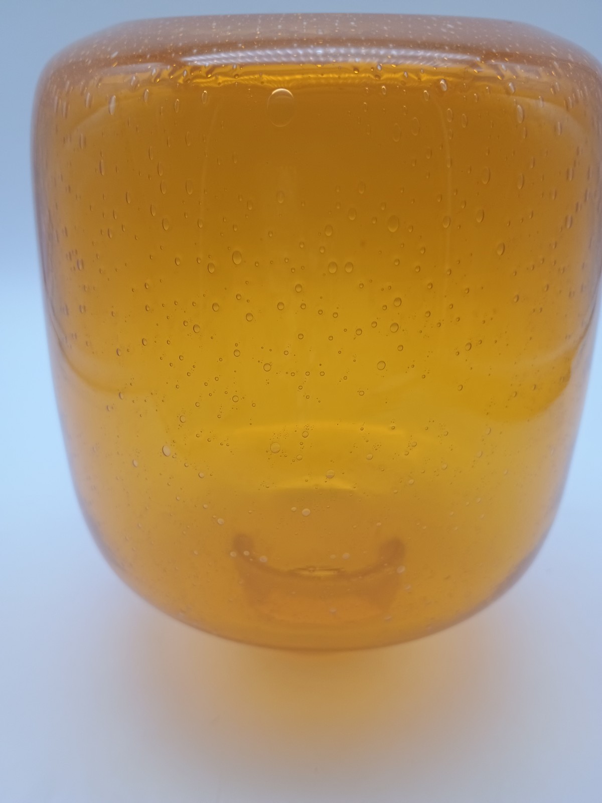 Beautiful Hand blown Art Glass Orange Tangerine Vase with Bubble's 7"H 5"W