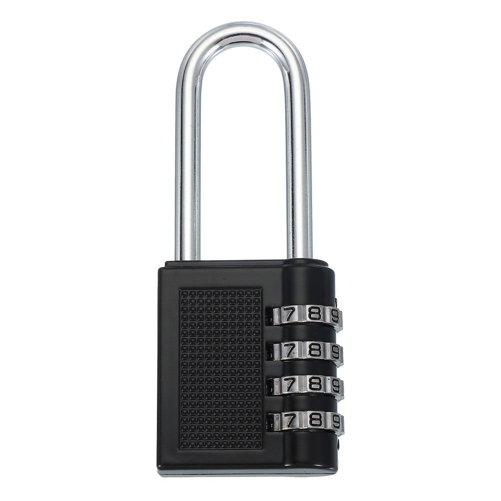 1 Pack Combination Locks Long Shackle 4 Digit Combination Padlock Black