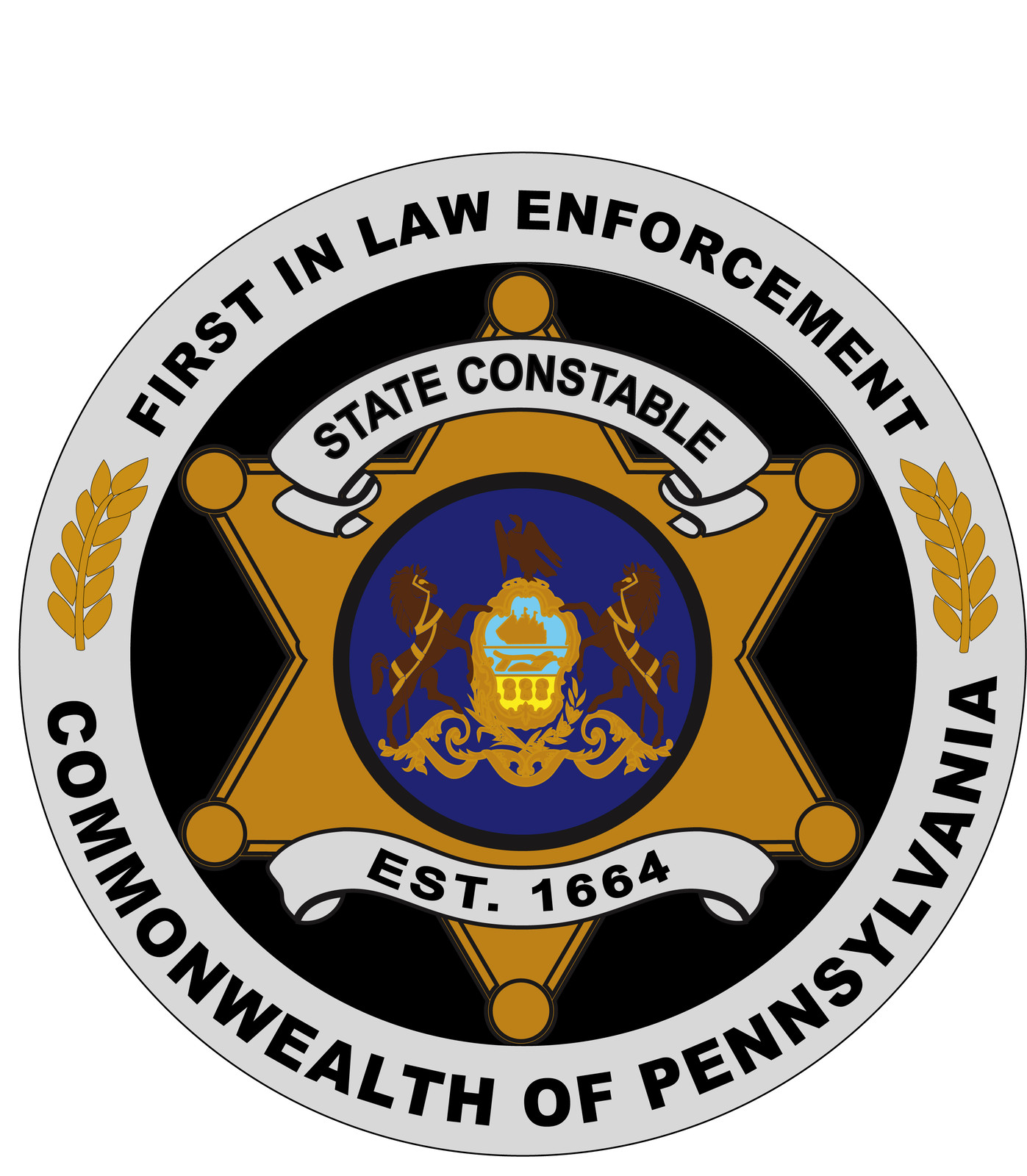 PA State Constable Badge Silver Six Point