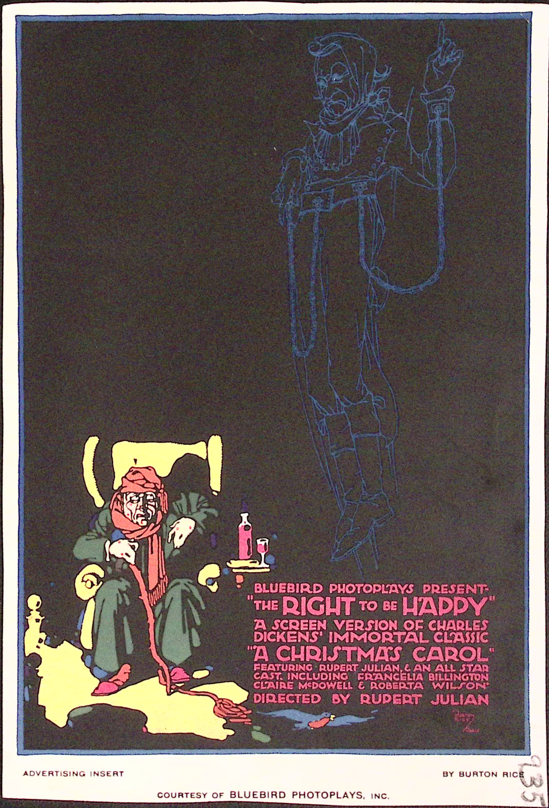 1916 The Right to Be Happy Silent Christmas Film Bluebird Photoplays Burton Rice