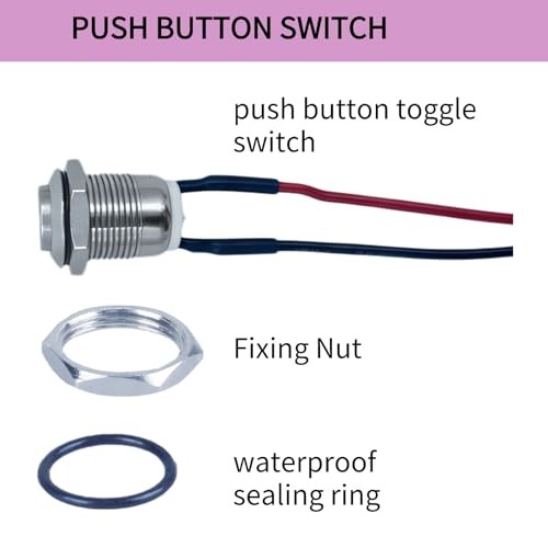 12mm Momentary Push Button Switch, High Head, Waterproof Metal On Off Switch