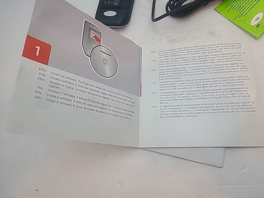 Microsoft Fingerprint Reader Windows With Software Start Up Guide Model 1033 New