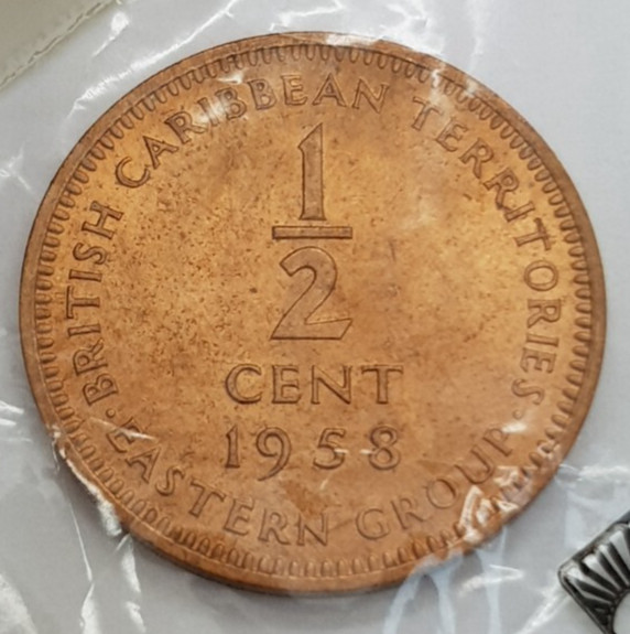 1958 British E Caribbean Territories 1/2 Cent