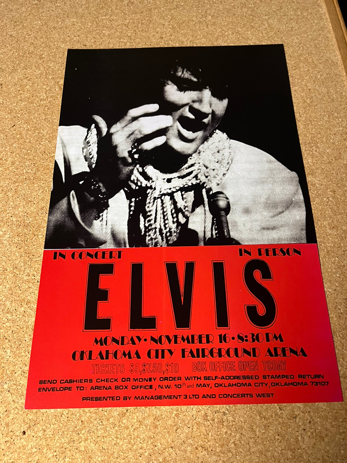 Elvis Presley 1970 Oklahoma City Handbill Cardstock Concert Poster 12x18