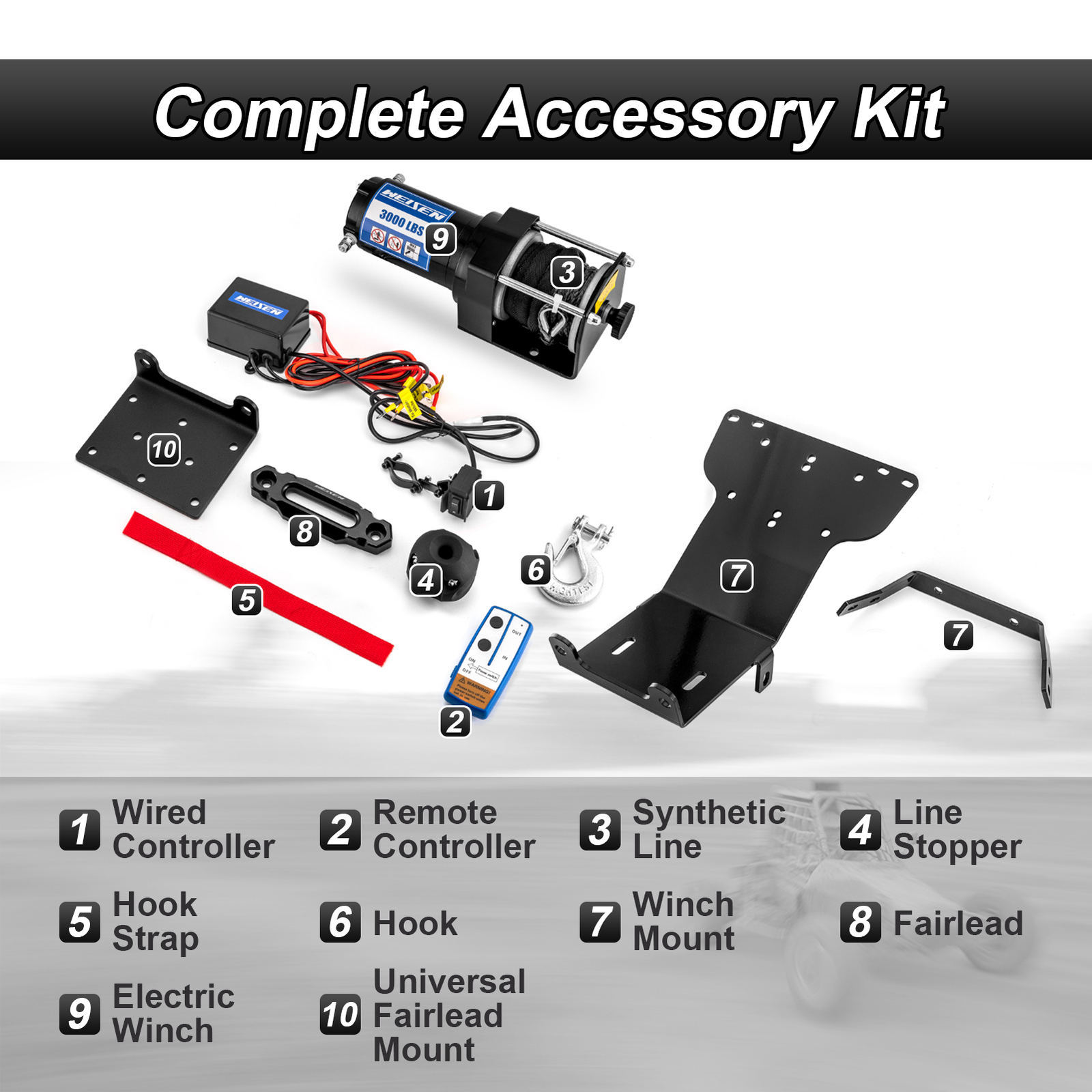 For Honda Rancher TRX350 / TRX400 3000LBS Winch and Mount Plate Kit 2000-2007