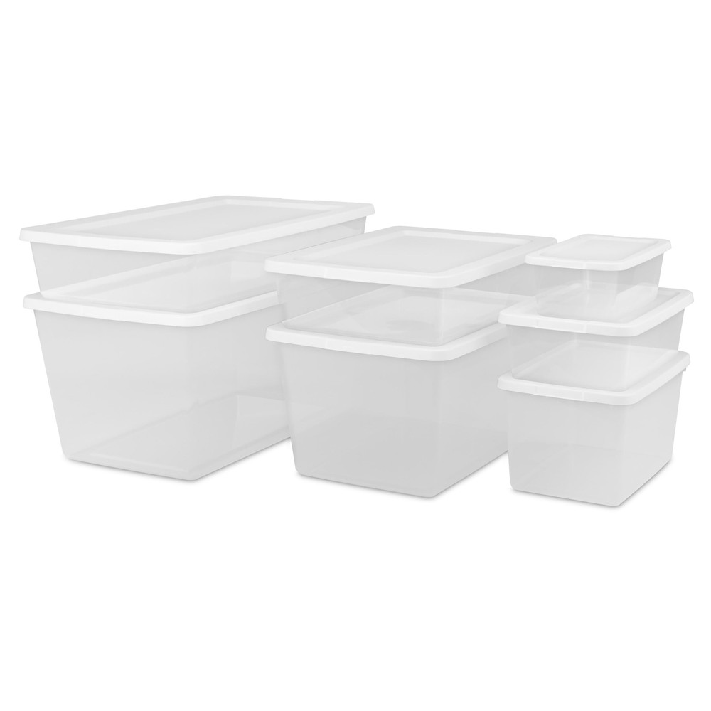 41 Quart Clear Plastic Storage Container with Snap-On Lid, White
