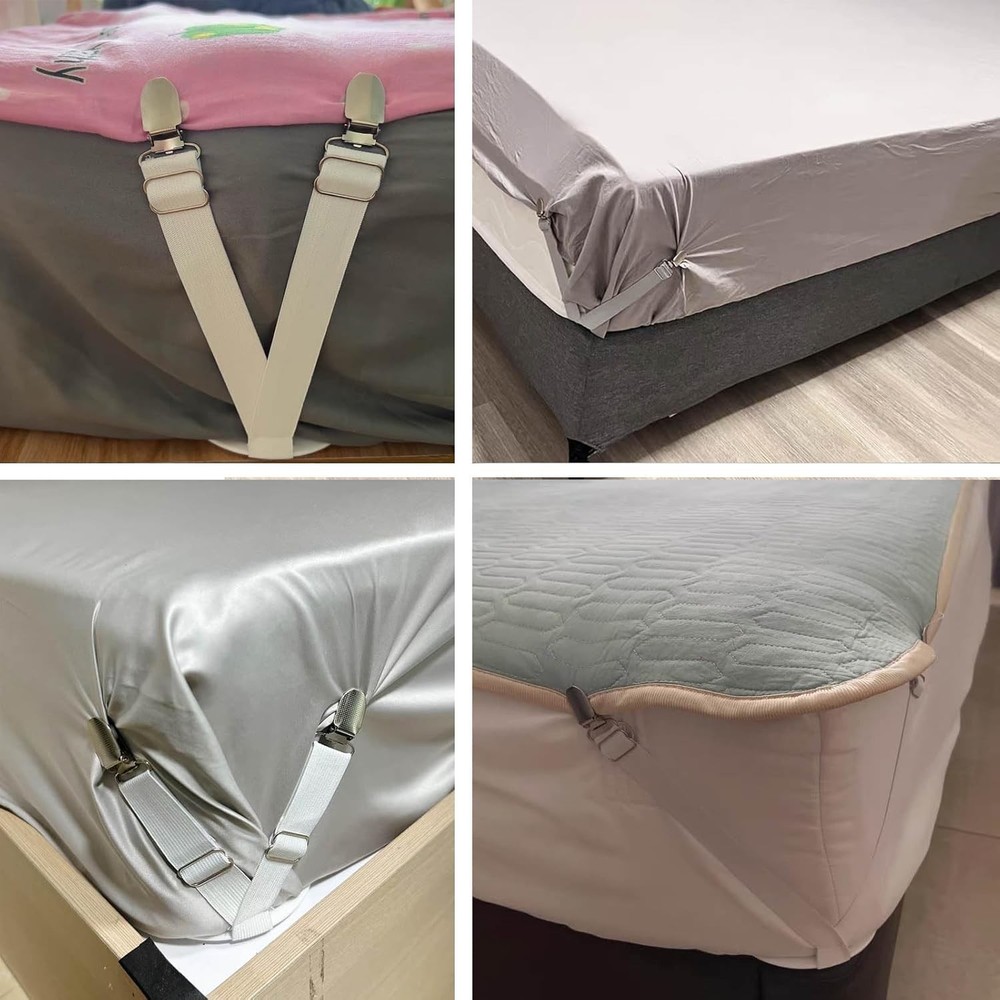 Bed Sheet Holders Straps Keep Sheets Tight & Easy Installation, 4pcs Adjustable