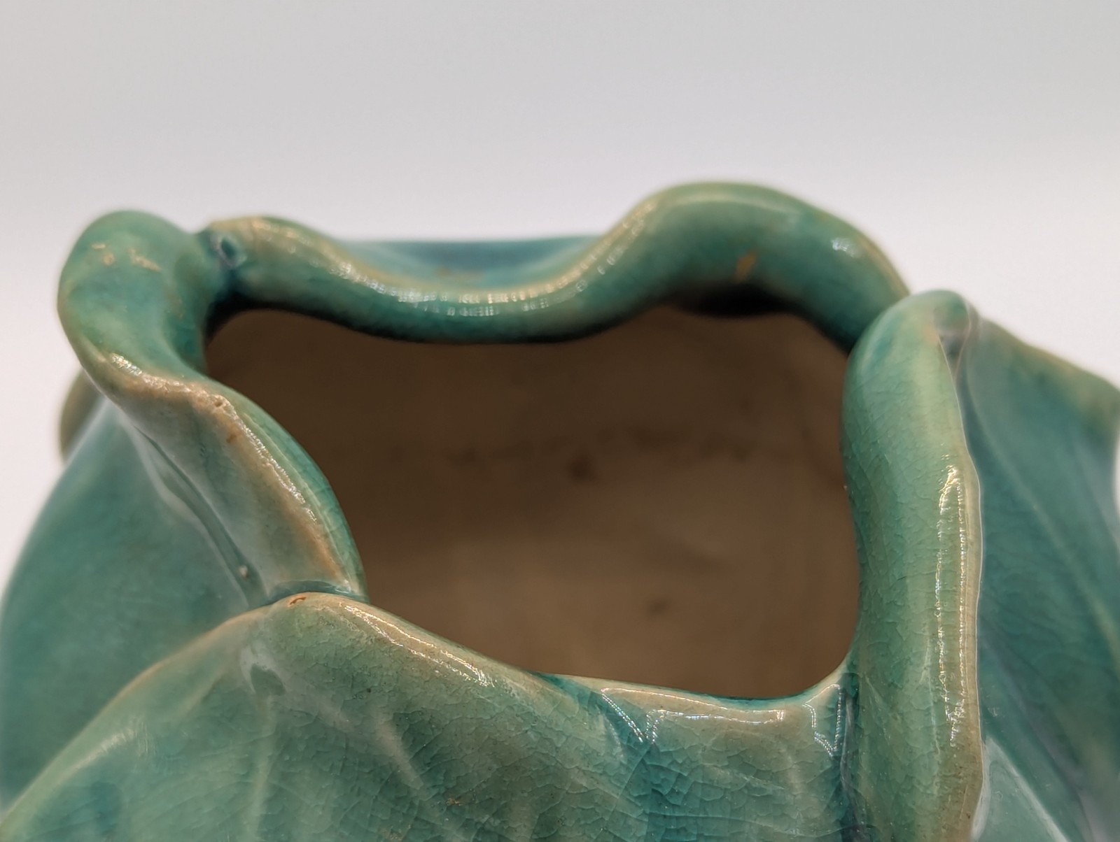 Rare Vintage Chinese Bok Choy Hand-Made Ceramic 6" Vase, Mint